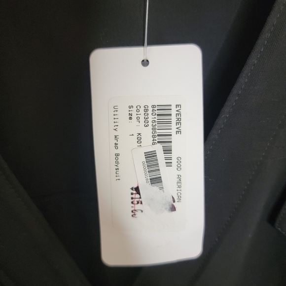 NWT Evereve Good American | Black Utility Wrap Long Sleeve Bodysuit Size 1 Small - Picture 9 of 10